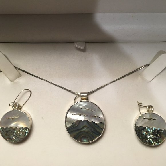 Jewelry - Beautiful Abalone Jewelry Set in Silver